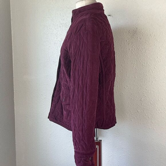 Eddie Bauer Maroon Quilted Corduroy Full Zip Coat Size L EUC - Picture 3 of 5